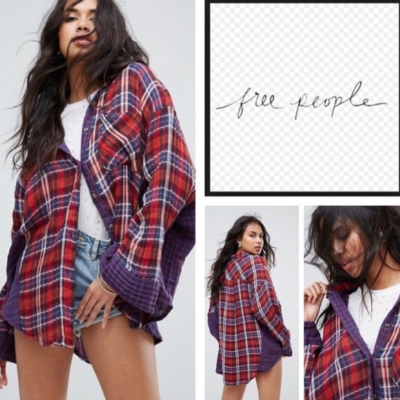 Free People One Of The Guys Plaid Double Gauze Textured Button Down Shirt - Picture 3 of 10